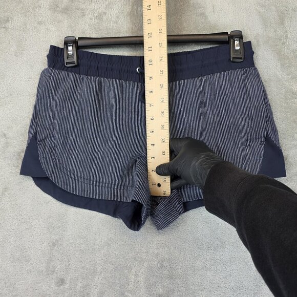 Athleta Shorts Womens 6 Blue White Striped Linen Drawstring Pockets Pull On - Picture 3 of 10